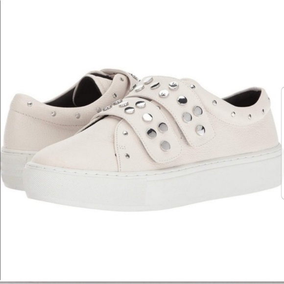 Rebecca Minkoff Natasha Chalk White Studded Platform Sneaker Slip On Size 9 - Picture 2 of 14